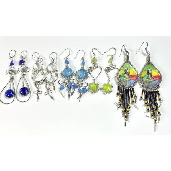 5 Pairs Handmade Earrings – Murano Style Glass & Rasta Bob Marley Design – Made - Picture 7 of 7